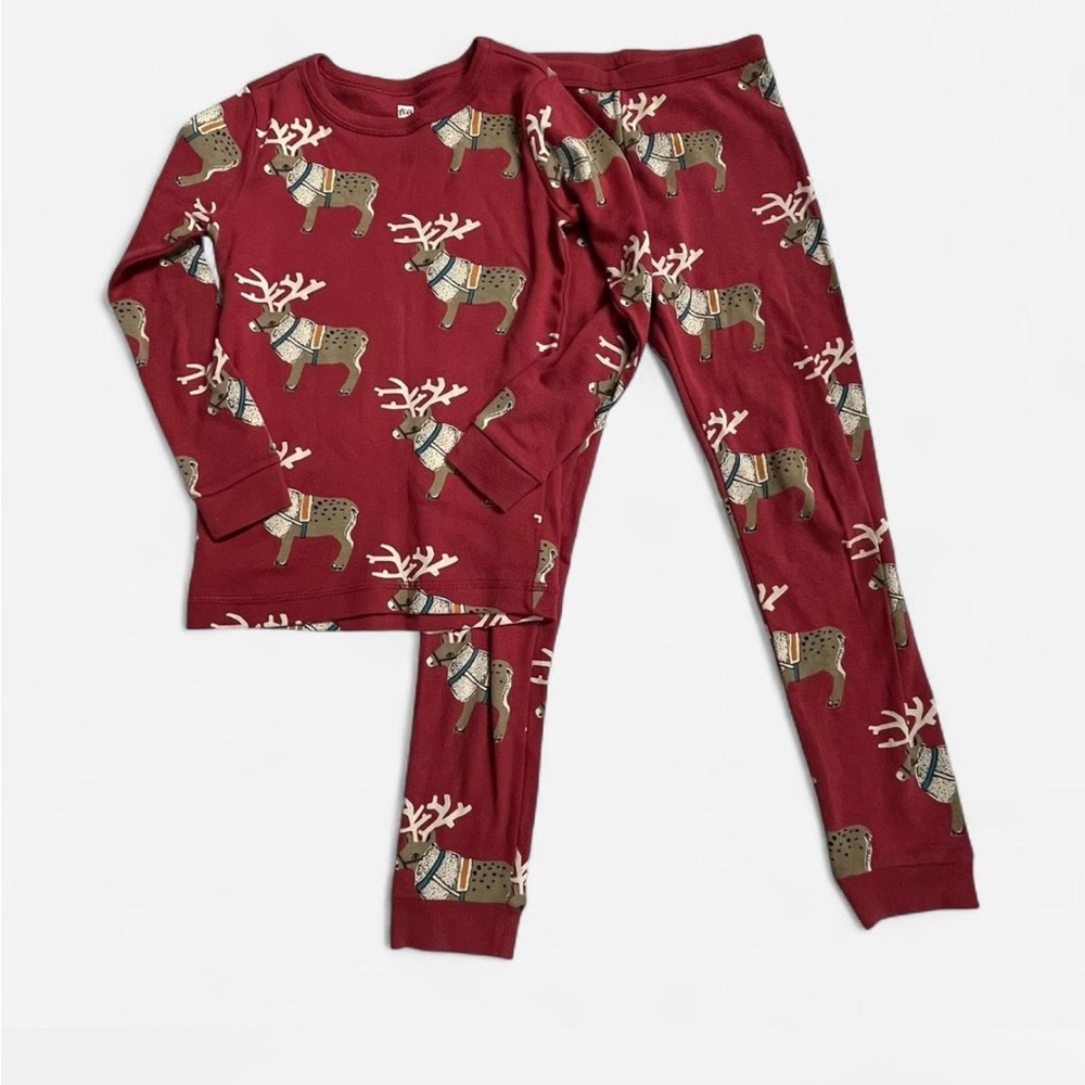 Tea Collection pj set Holiday red reindeer print Goodnight cotton Pajamas 7